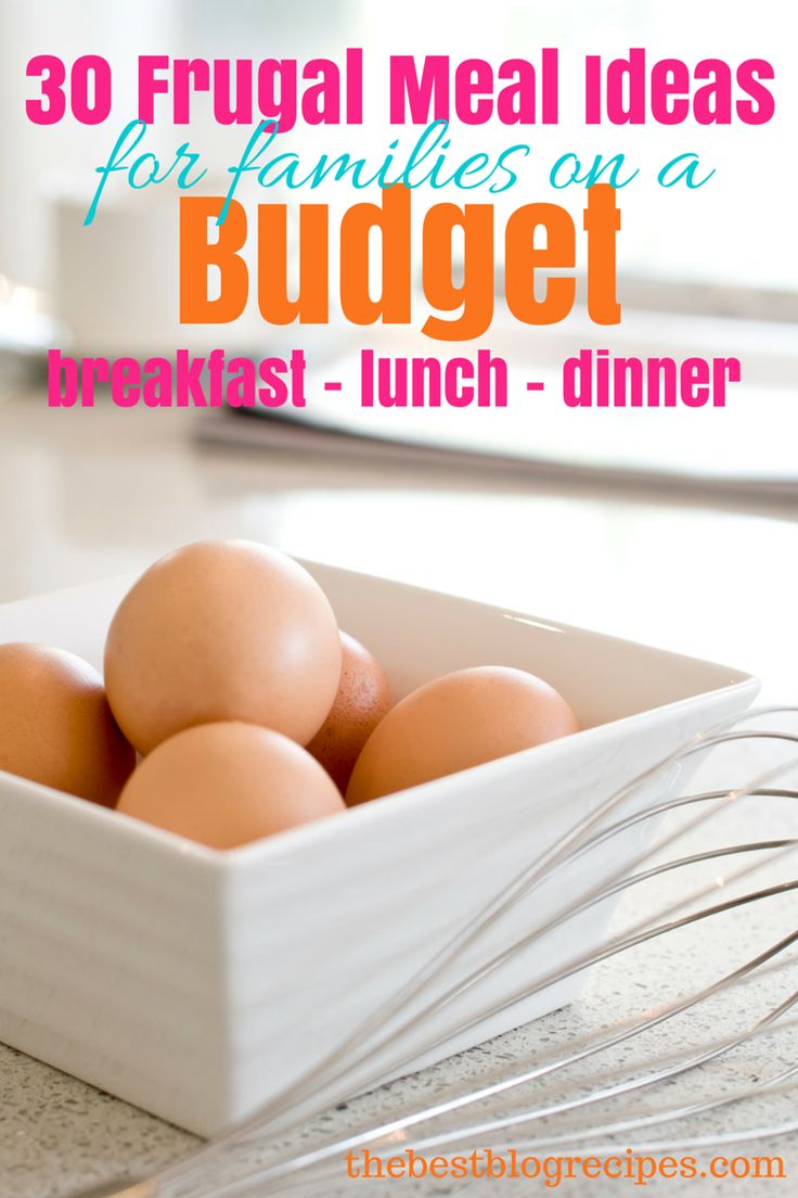 Trying to save money and make your grocery budget go a little bit farther each week? Check out this list of 30 Frugal Meal Ideas for Families on a Budget for recipes that will help save your family money!