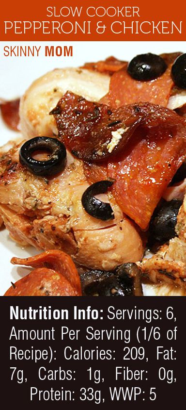 Skinny Mom Slow Cooker & Pepperoni Chicken is a fan favorite! Bold flavor, low in fat and calories and high in protein, this dish is a MUST SHARE! Only 5 WW POINTS!