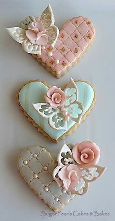 J'adore.... Decorated Heart Cookies from Sugar Pearls Cakes & Bakes