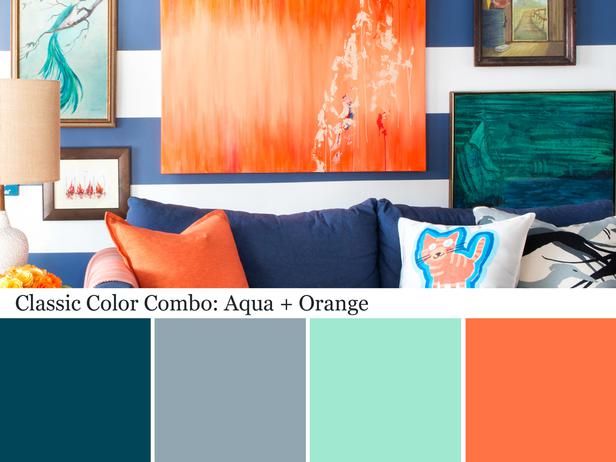One of my favorite color schemes: Ahoy, Color! - Classic Color Combination: Aqua and Orange on HGTV