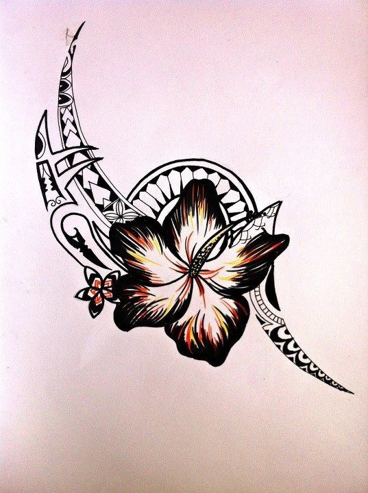 ♢ In love with the flower more than anything. Tribal tattoo with flower