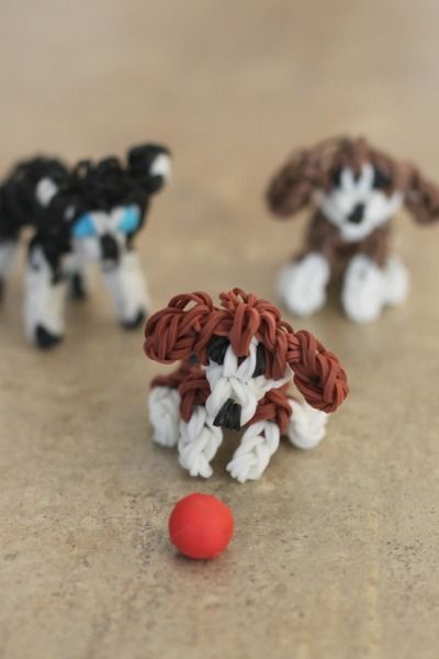 Aidan discovered Rainbow Loom dogs this week on Youtube, and he has been busy making beagle and husky puppies! They are sooooooo cute. u00a0As soon as he finished one, his younger brothers started asking for some, so he has made a whole litter. The diffic