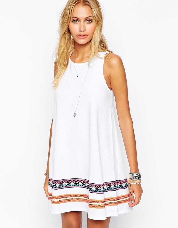 ASOS | ASOS Swing Dress with Embroidered Tape Detail at ASOS