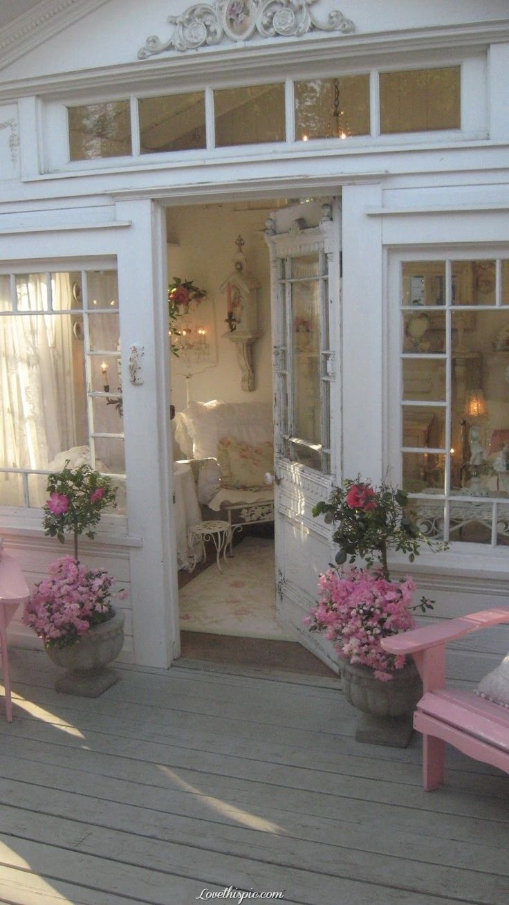 Pretty Front Entrance pink home country house style decorate french shabby chic door front entrance
