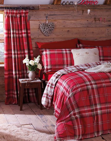 Red Plaid Chalet Bedroom