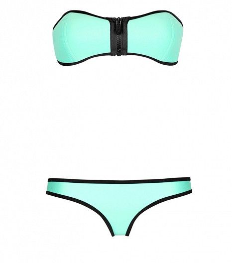 @Who What Wear - Triangl Winnie Bandeau Neoprene Bikini ($89) in Miami Mint ​No matter where your spring break plans may take you, this bathing suit is bound to be one of your favorite pieces you packed.