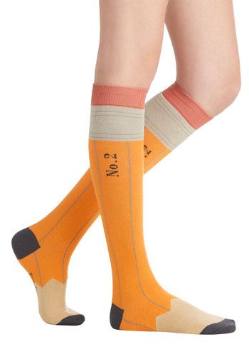 Got My Number Two Socks - Knit, Yellow, Multi, Nifty Nerd, Good, Novelty Print, Scholastic/Collegiate