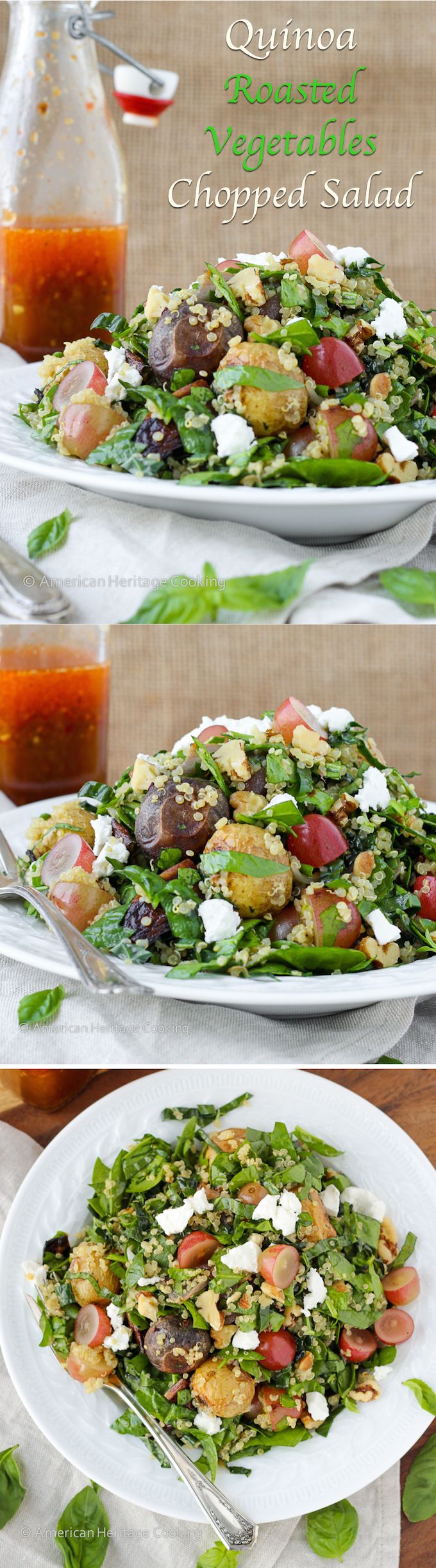 Fill up without filling out with this easy Quinoa Roasted Vegetable Chopped Salad {Thai Chili Vinaigrette} - American Heritage Cooking