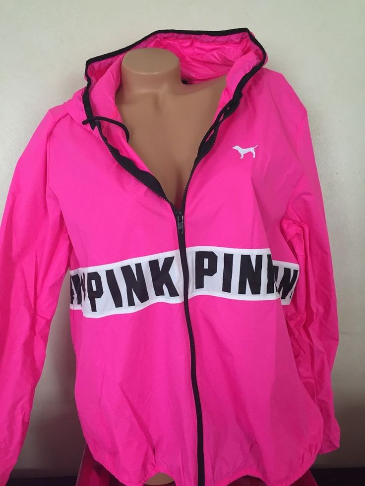 Victorias Secret Pink Windbreaker Hoodie Full Zip M/L NWT in Clothing, Shoes & Accessories | eBay