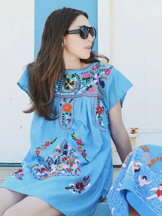 Vintage Mexican Embroidered Dress