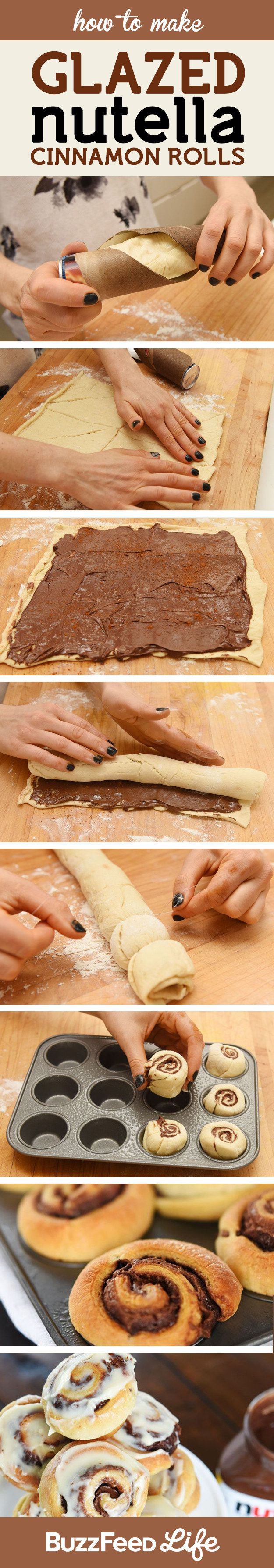 Easy Nutella Cinnamon Rolls (made with crescent dough!) #dessert #recipe #sweet #easy #recipes