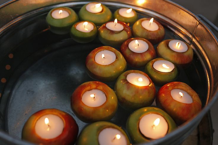 Wow, very cool idea for votives in fall! - Megan & Federico's fandom-loving fantastically fall wedding