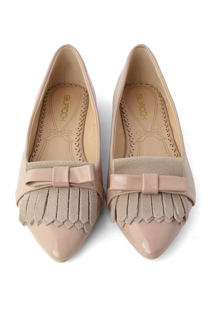 Tassels Bow Pointed Flat Shoes