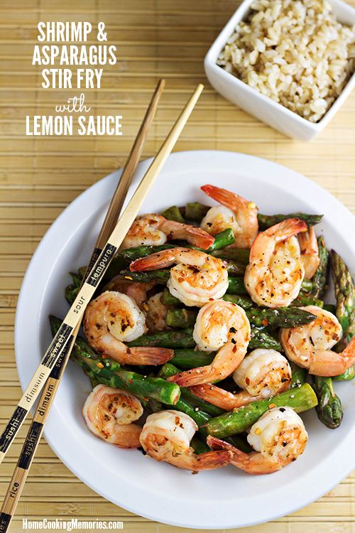 Shrimp and Asparagus Stir Fry with Lemon Sauce -- a quick & easy dinner, perfect for springtime #15MinuteSuppers