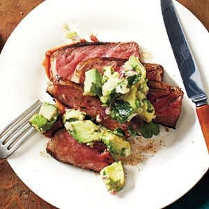 Spice-Rubbed New York Strip with Avocado-Lime Salsa - Guacamole Recipes - Cooking Light