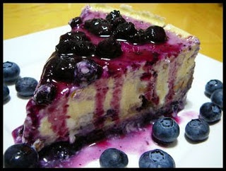 White Chocolate Blueberry Cheesecake.