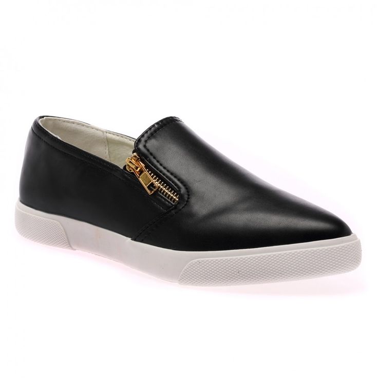Verity Black Zip Pointed Flats