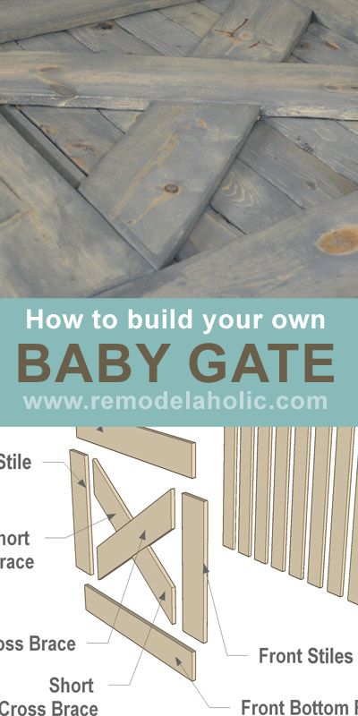 Build Your Own Baby Gate. This is great for the bottom of the stairs, or the top, if you used a more child-proof latch design.  Maybe just putting the latch on the side the kids aren't supposed to be on would keep little fingers from opening this. I R