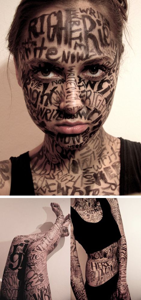 arker used to write on person to create typography - identity project