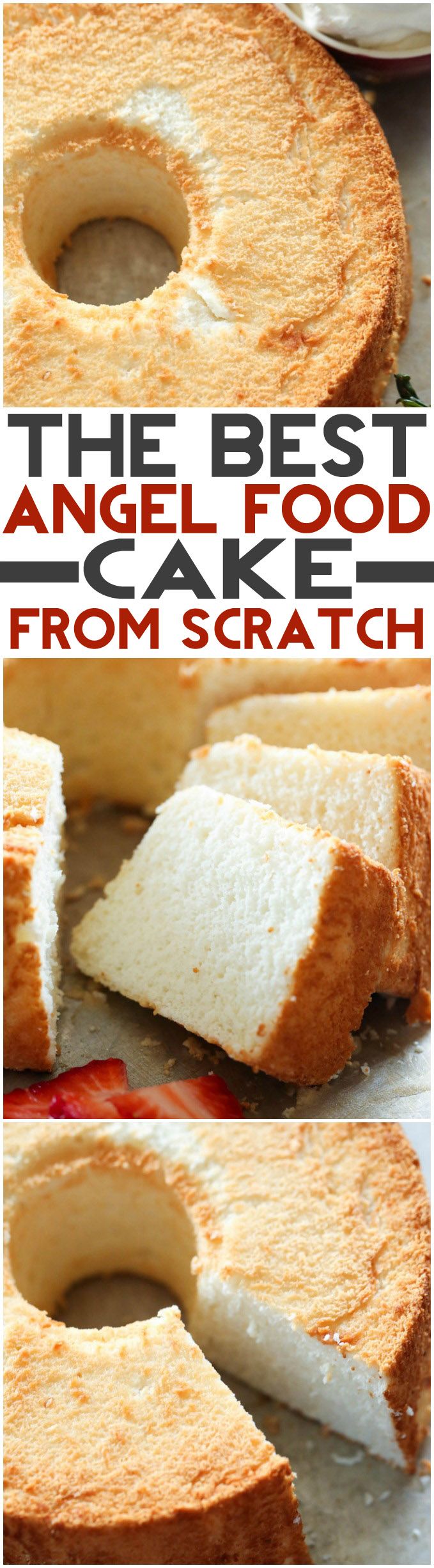 THE BEST Angel Food Cake from scratch! This cake has the most perfect texture and flavor! Once you make this, it will become your new favorite!