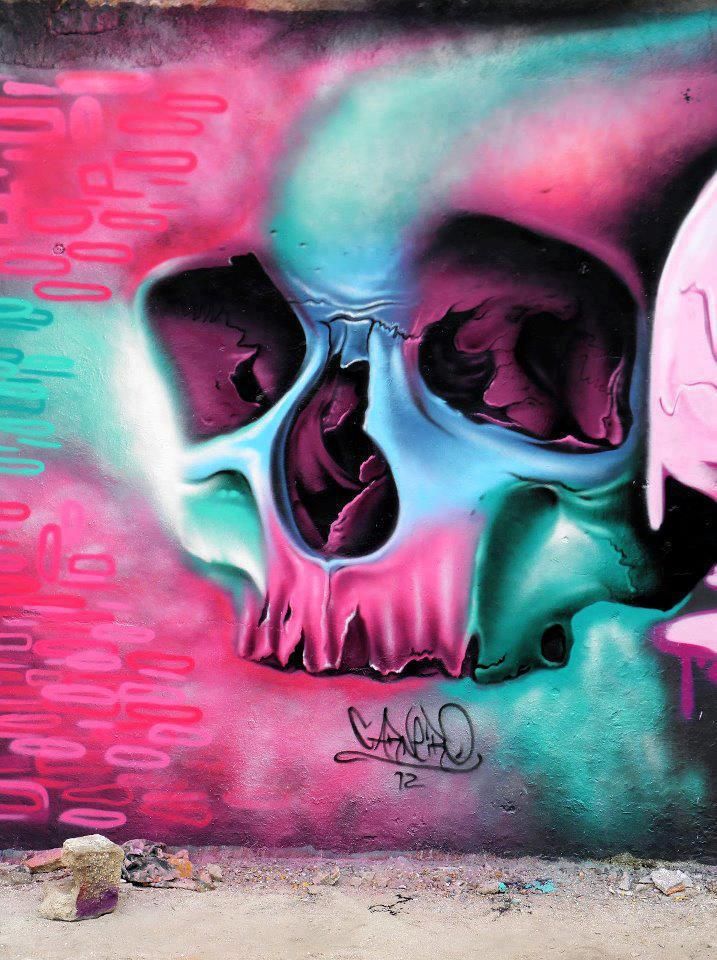 ☆ Skull Graffiti .:+:. Artist Fábio Carneiro ☆ - Not really a fan of urban art but I love the colours on this!