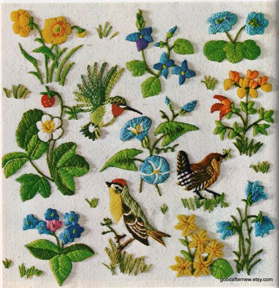 Two Crewel Embroidery Patterns Vintage Needlepoint by goodafternew, $8.04