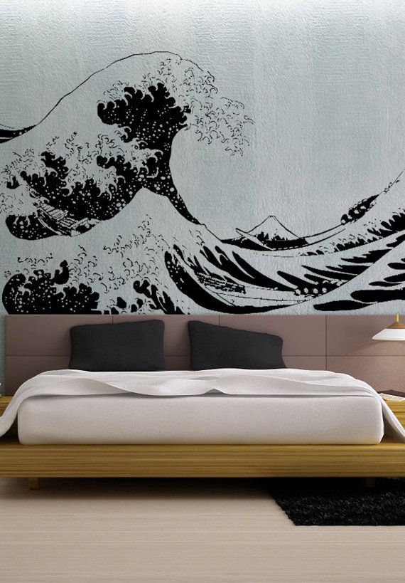 Japanese Great Wave Hokusai LARGE - uBer Decals Wall Decal Vinyl Decor Art Sticker Removable Mural Modern A869 on Etsy, $79.90