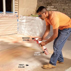 how to stain a concrete patio - I want to do this thru out my house...