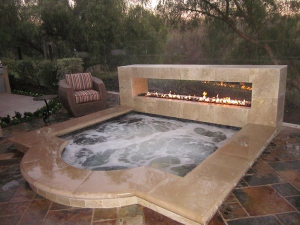 hot tub with a fireplace!