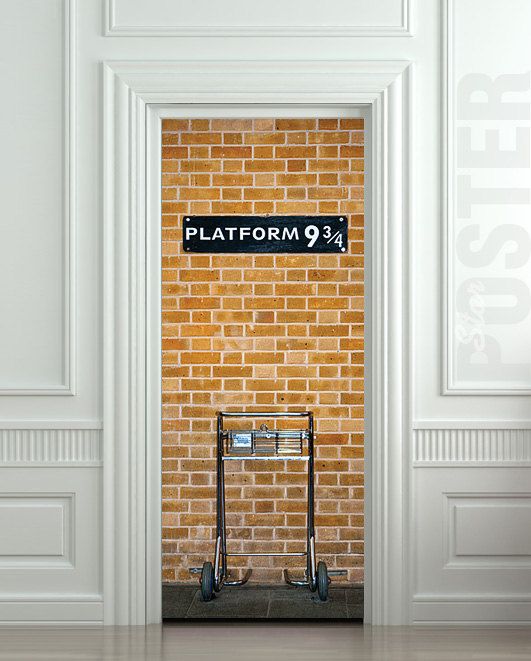 Door STICKER platform harry potter hogwarts express railway mural decole film self-adhesive poster 30x79"(77x200 cm) /. $39.99, via Etsy.