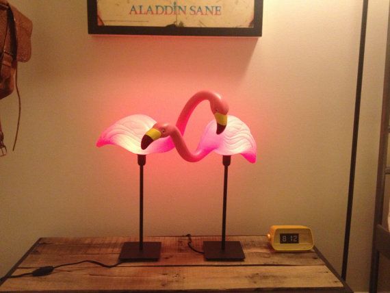 @Michaela Paparella Woods Please please please buy these for my office. :-0 Pair of FLAMINGO lamps by JustyLoveLamp on Etsy, $70.00