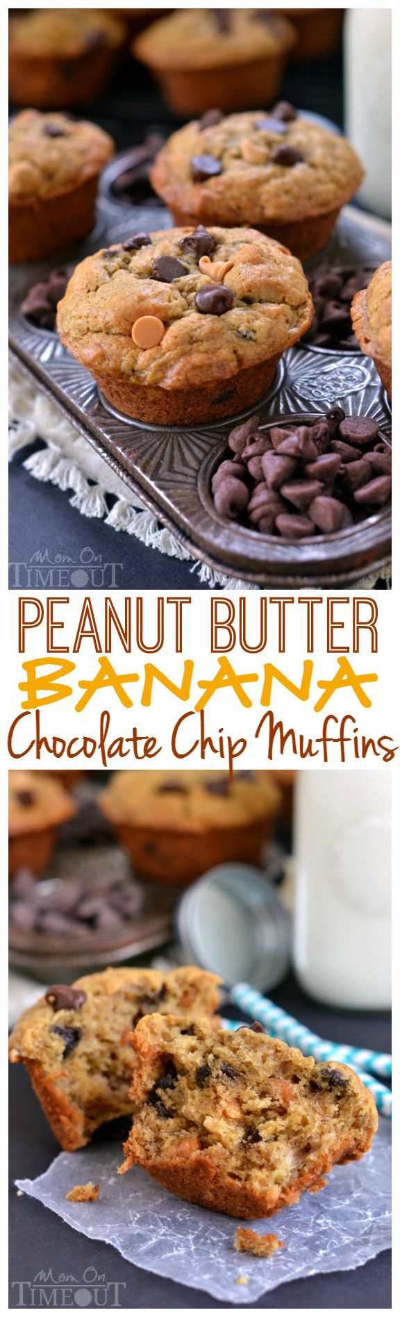 Incredibly moist and delicious Peanut Butter Banana Chocolate Chip Muffins packed with peanut butter flavor and sweet morsels of chocolate. For mornings when you just need a little chocolate.