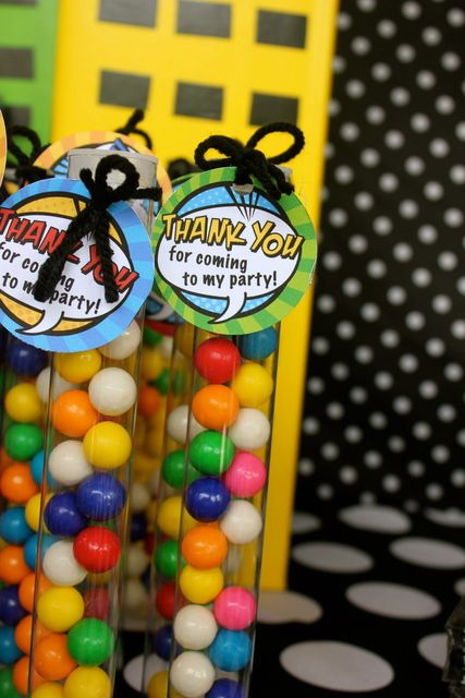 Favors at a Superhero Party #superhero #partyfavors