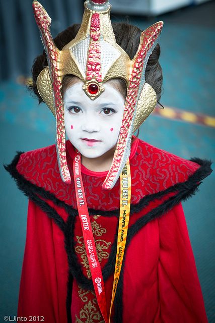 Little Queen Amidala, photo by LJinto at SDCC. I used to love Queen Amidala! This little girl's costume is amazing!