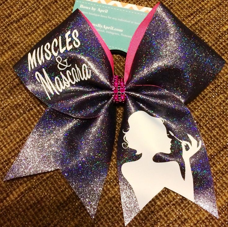 uscles and Mascara Black Iridescent Glitter Cheer Bow - Bows by April