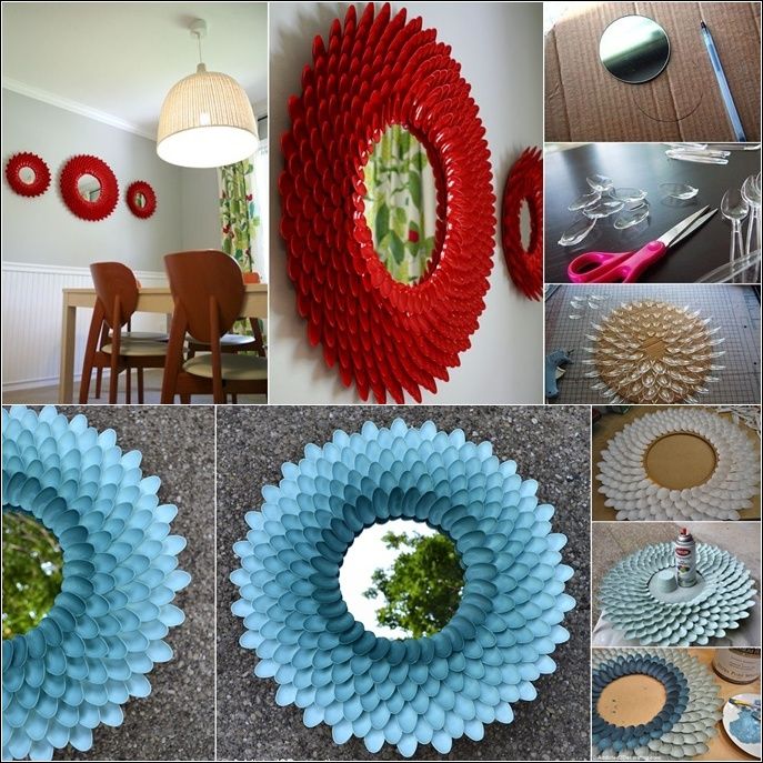 DIY Plastic Spoon Flower Mirror to Beautify Your Residence