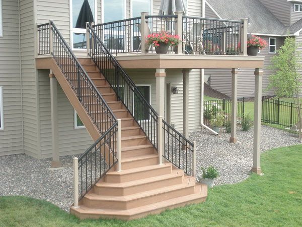 I like the way the stairs fit with the deck; not sure if I like the large landing