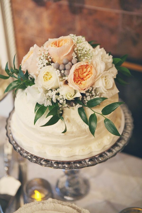 flower topped wedding cake // photo by Heather Hester // cake by Andrew Michael Italian Kitchen