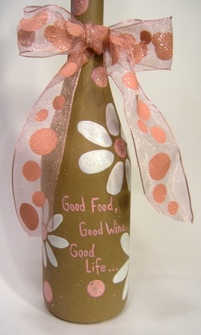 Hand Painted Wine Bottle