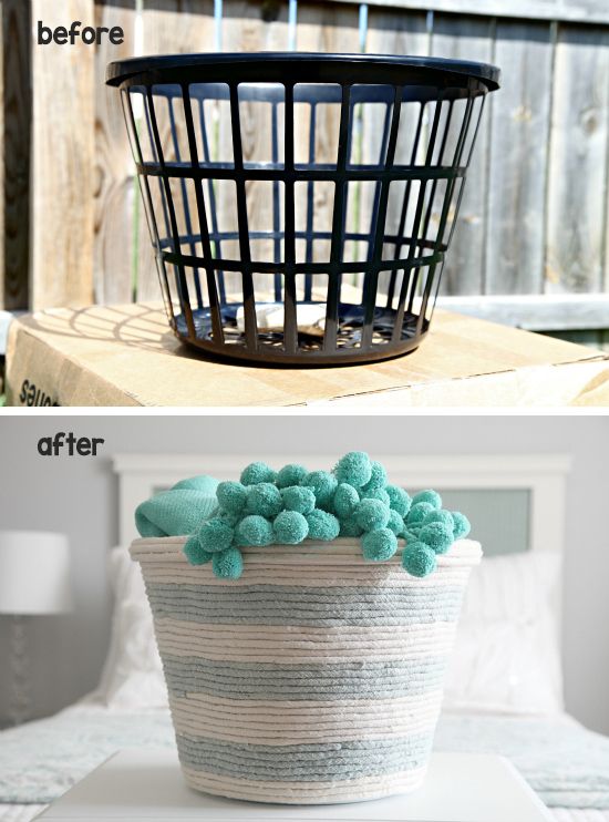 Dollar Store Organizing Ideas • Lot's of simple and inexpensive ideas, and tutorials, including this DIY rope basket storage idea from 'I Heart Organizing'!