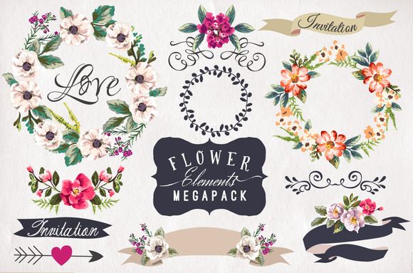 30%Off • Hand-drawn flower MEGAPACK by Graphic Box on Creative Market