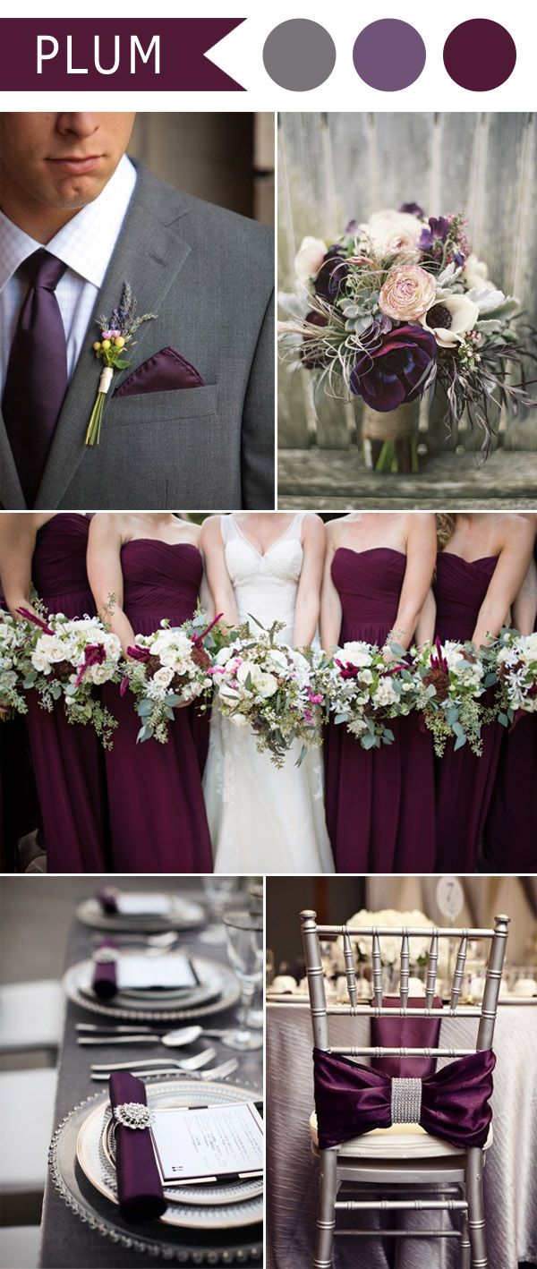 plum purple and grey elegant wedding color ideas