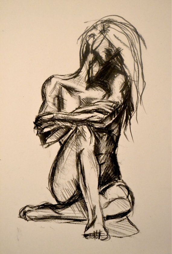 Charcoal & Conte Drawing 'Nude Woman with Arms by CiaraMcQueirns, €25.00
