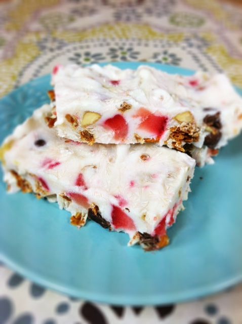 Frozen Greek Yogurt Trail Mix Bars