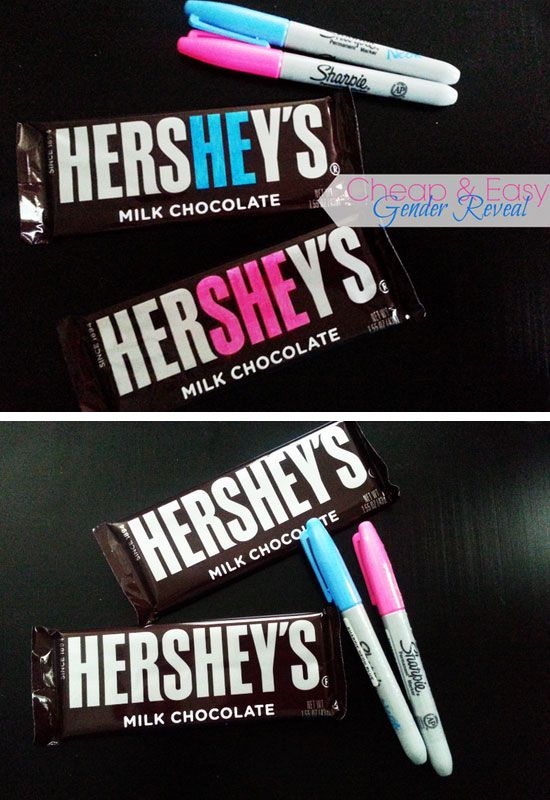 'He or She' Hershey Bar Baby Shower Favor | Click Pic for 30 DIY Baby Shower Ideas for Boys | DIY Baby Shower Party Favors for Boys. Yeppers like this for a girl!