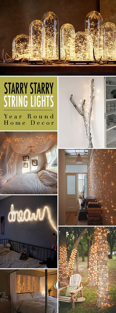 Starry Starry String Lights! • Year Round Home Decor using Christmas lights or firefly lights. • Tons of Tips and Ideas!