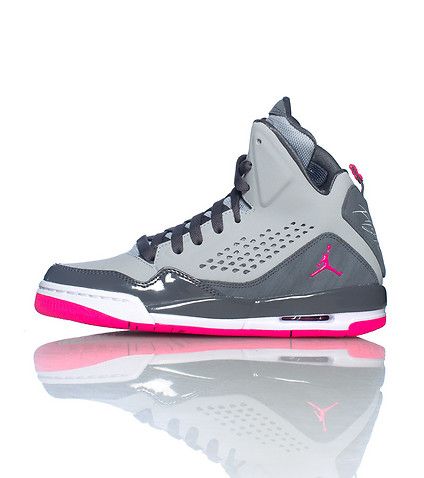 JORDAN high top girl's sneaker Lace up closure Cushioned inner sole for comfort Padded tongue with pink jumpman logo