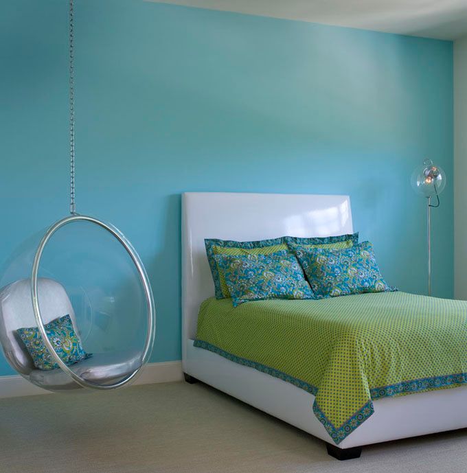 turquoise + lime green bedroom | Richard Drummond Davis Architect