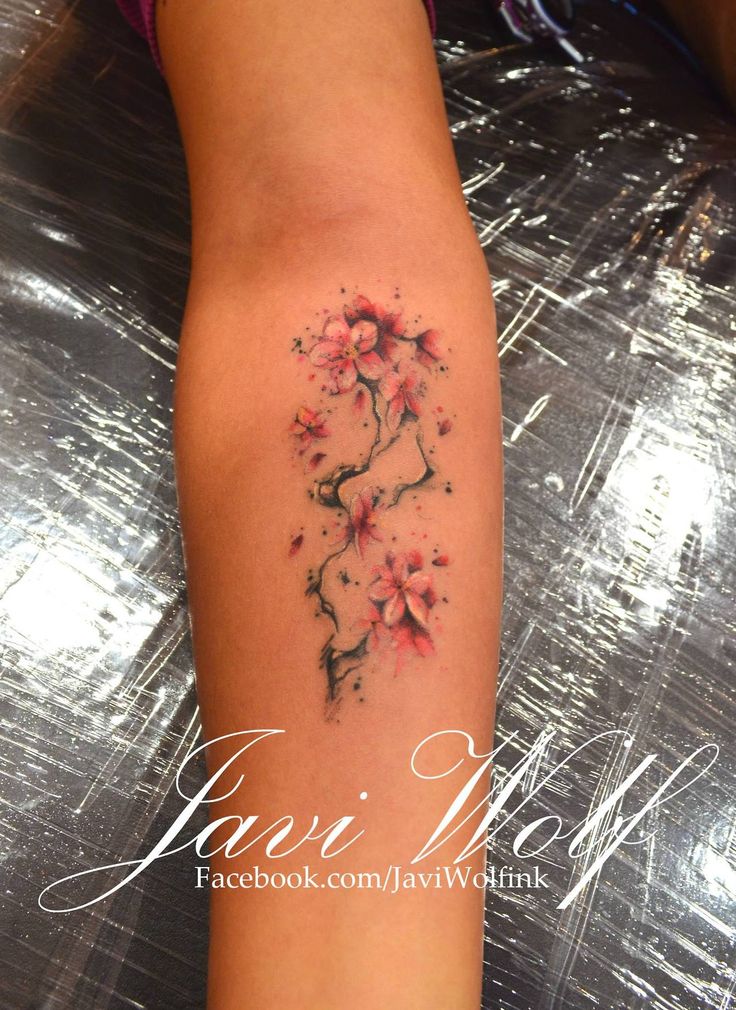 Cherry Blossom. Love the tiny details. Tattooed by Javi Wolf