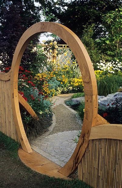 bamboo fence and beautiful entry into garden